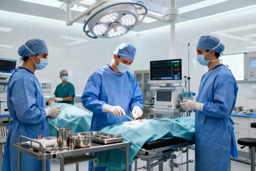 Surgical operation in operating room - common site of surgical malpractice
